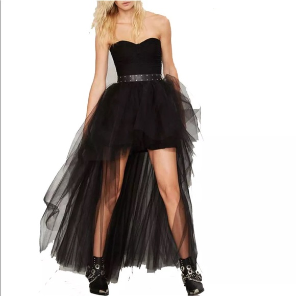 Black tulle high low skirt prom cover up dress NWT - Picture 3 of 4